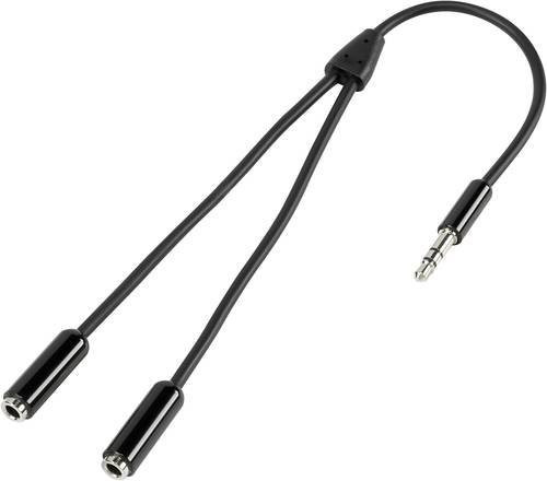 SpeaKa Professional SP-7870032 Audio Anschlusskabel Schwarz mit 1x 3,5 mm Klinkenstecker und 2x 3,5 mm Klinkenbuchse, Länge: 20 cm - Bild 1