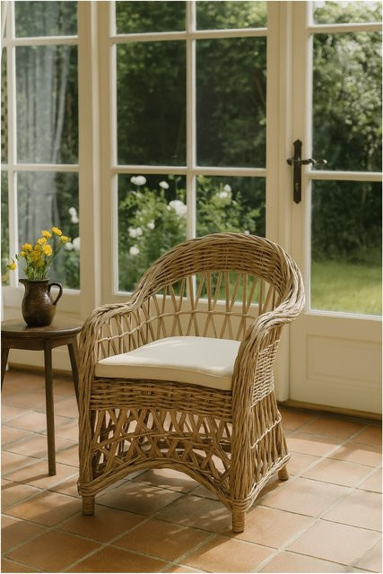Möbel Direkt Online Rattansessel Rilke Modern mit Armlehnen in Grau, Beige oder Weiß - Bild 1