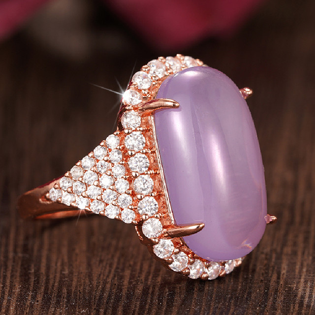 Huitan Ringe, Imitation Mondstein, Zirkonia, Roségold, Damen - Bild 1