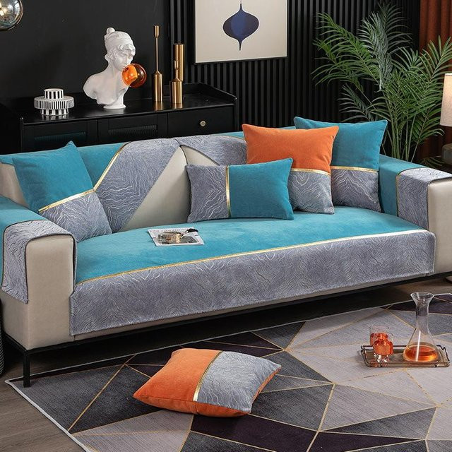 Modernes Chenille Sofakissen von Super Six, quadratisch, einfarbig, B/T/H: 70 x 70 x 70 cm - Bild 1