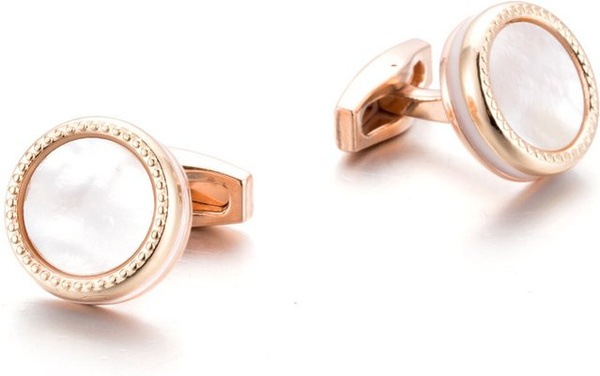 TingKu Manschettenknöpfe Perle, Roségold, Herren