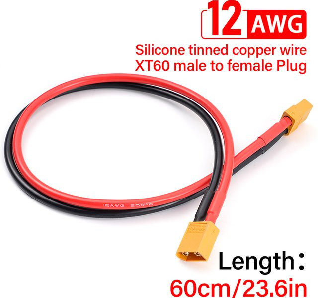 KingHui XT60 Buchse auf XT60 Stecker Adapter mit 400mm 12AWG Silikon Draht für Flugzeug Quadcopter Lipo Batterie und Drone - Bild 1