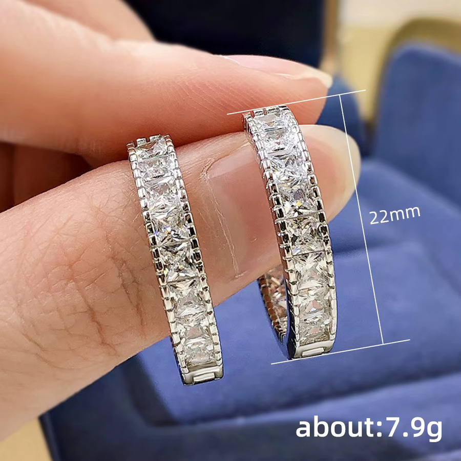Huitan Hoop Ohrringe, Silber, Zirkonia, Damen - Bild 3