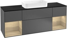 V&B Waschtischunterschrank Finion mit Wandbeleuchtung, Anthrazit, Breite: 160 cm, Tiefe: 50,1 cm, Höhe: 50,1 cm - Bild 1