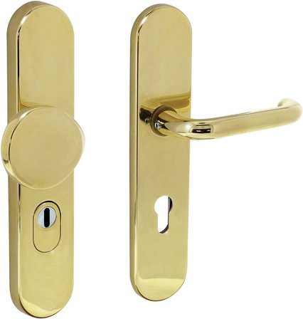 Intersteel Schutzbeschlag mit Kernziehschutz PZ 72 mm oval in Gold/Messing - Bild 1