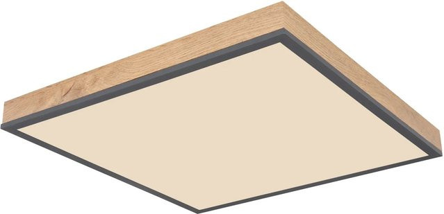 Globo LED-Deckenleuchte Doro in Holzfarben und Graphit, quadratisch, B/T: 45 x 45 cm - Bild 1