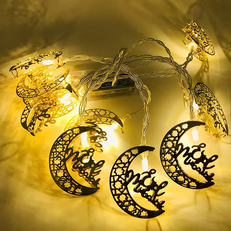 Runtow LED-Lichterkette mit Mond und Sternen in Gold/Messing für Ramadan und Eid Al-Fitr Dekoration - Bild 2