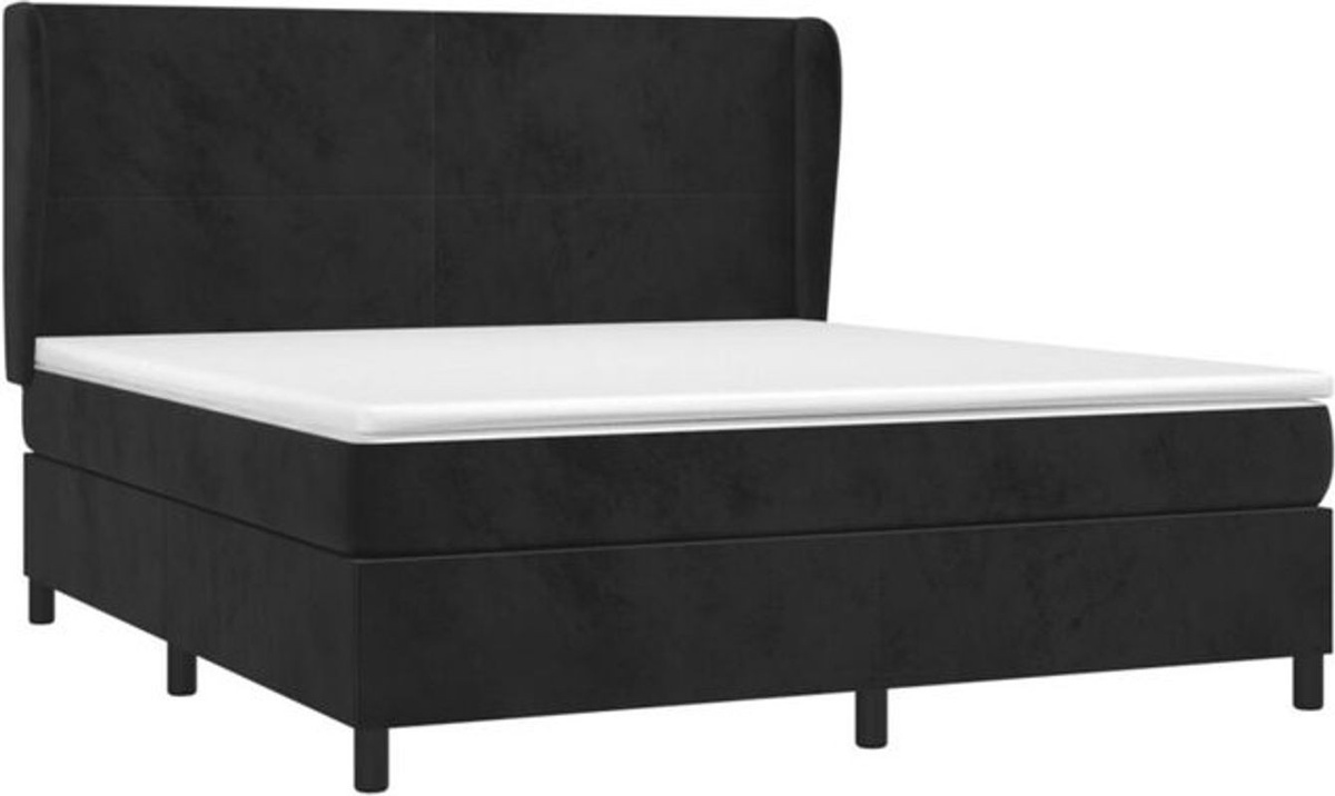 Vidaxl Boxspringbett mit Matratze aus Samt in Schwarz, B/T/H: 160 x 200 cm - Bild 1