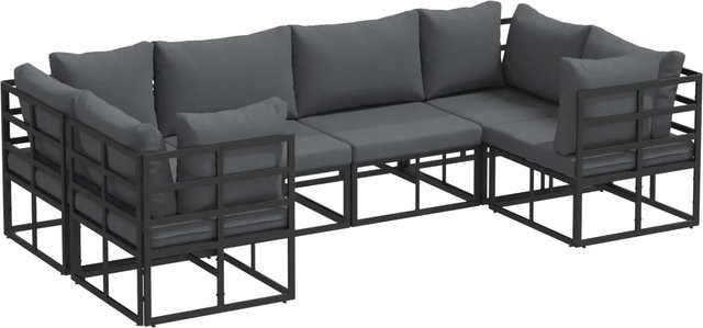 6-teiliges vidaXL Garten-Sofa-Set aus Aluminium in Schwarz Matt - Bild 1
