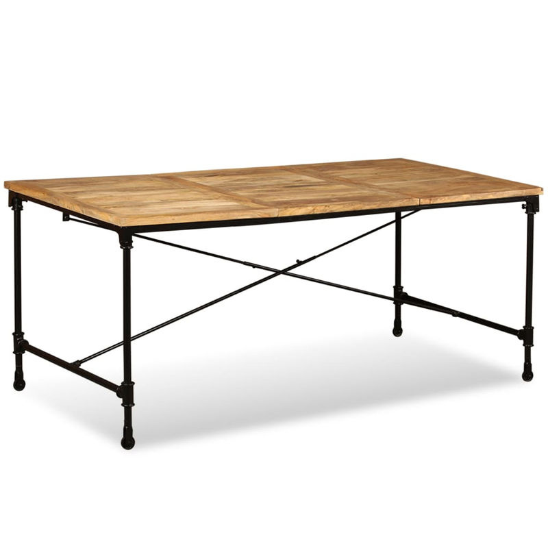 Vidaxl Esstisch aus massivem Mangoholz in Braun im Industrial Retro Design, Breite: 180 cm - Bild 2