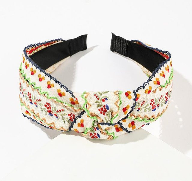 Stirnband Blumenbestickt, Schleifenknoten, black, Damen - Bild 1