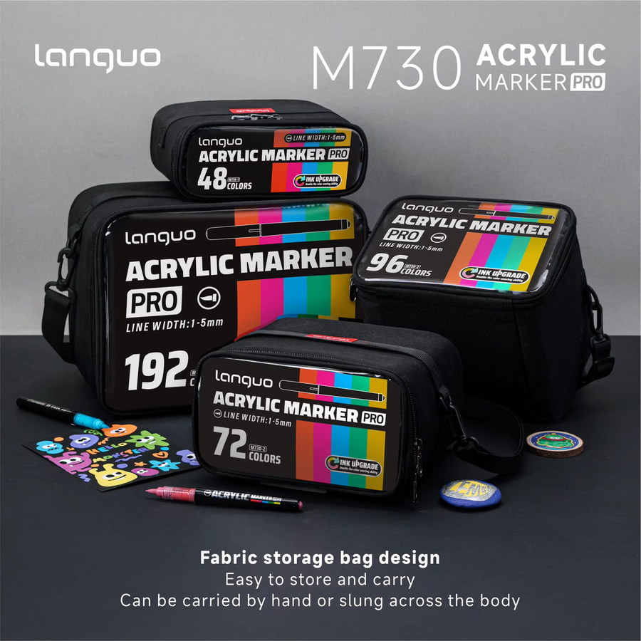 Languo Acryl-Malstifte mit Pinselspitze in Multicolour für professionelle Malarbeiten auf Holz, Stein und Leinwand - Bild 2