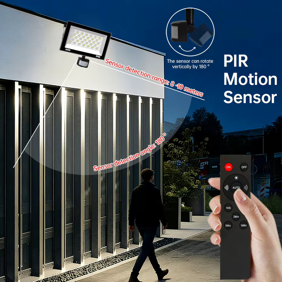 Asign LED-Flutlicht mit PIR-Bewegungssensor und IR-Fernbedienung, IP66 wasserdichter Außen-Strahler für den Garten, Schwarz - Bild 2
