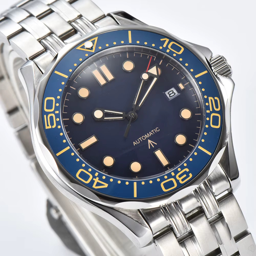 PARNSRPE Analoguhr, Edelstahl, Keramiklünette, 41 mm, Herren, Blau - Bild 2
