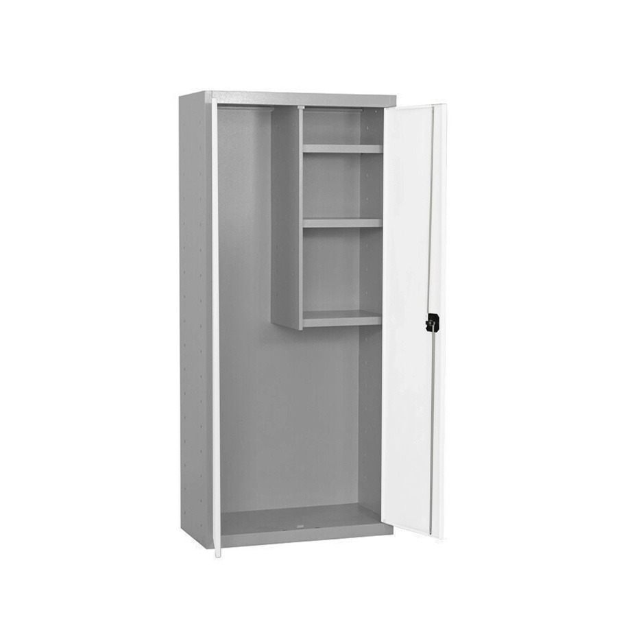 PROREGAL Putzmittelschrank AMEGO Metallschrank in Weiß-Grau mit 3 Fachböden und Schloss, H x B x T: 180 x 80 x 40 cm - Bild 2