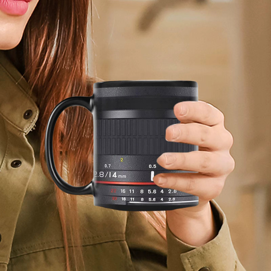 Keramik-Kaffeetasse im Kameraobjektiv-Design, schwarze Teetasse für Damen und Herren - Bild 2