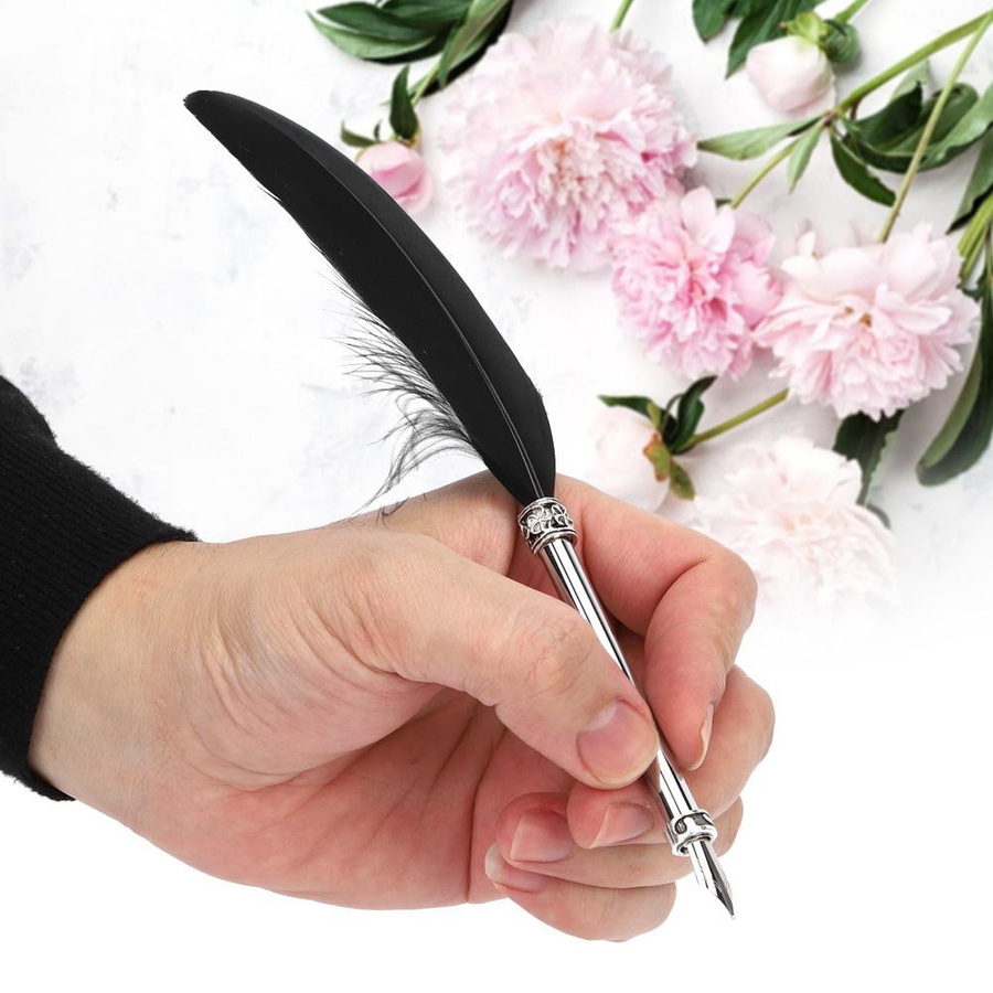 KONNWEI Kalligraphie Federhalter aus Edelstahl in Schwarz und Silber für professionelle Tintenzeichnungen - Bild 3