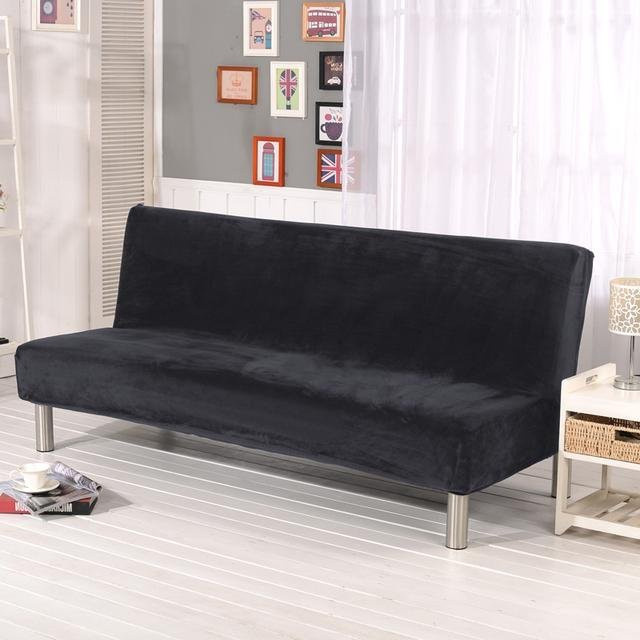 Yiran Furniture Elastische Samt Sofa Bezug für Klappsofa und Futon, Schwarz, S - Bild 1
