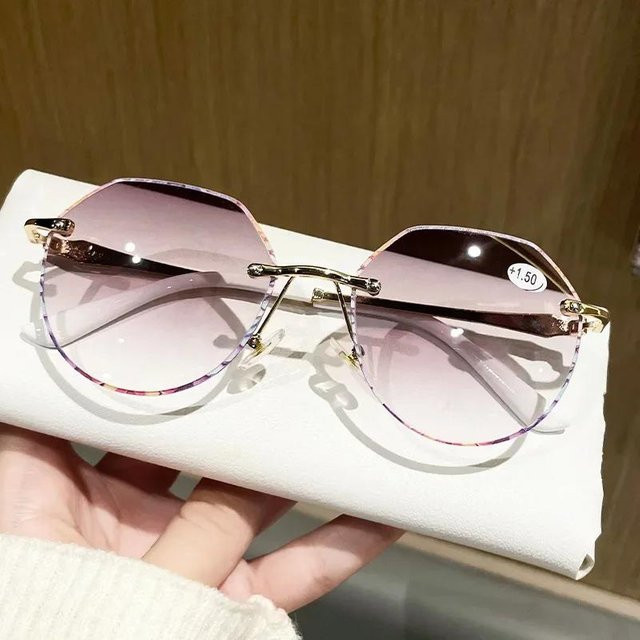 Card Chan Lesebrille, randlos, rund, Unisex, Kunststoff, transparent, pink - Bild 1