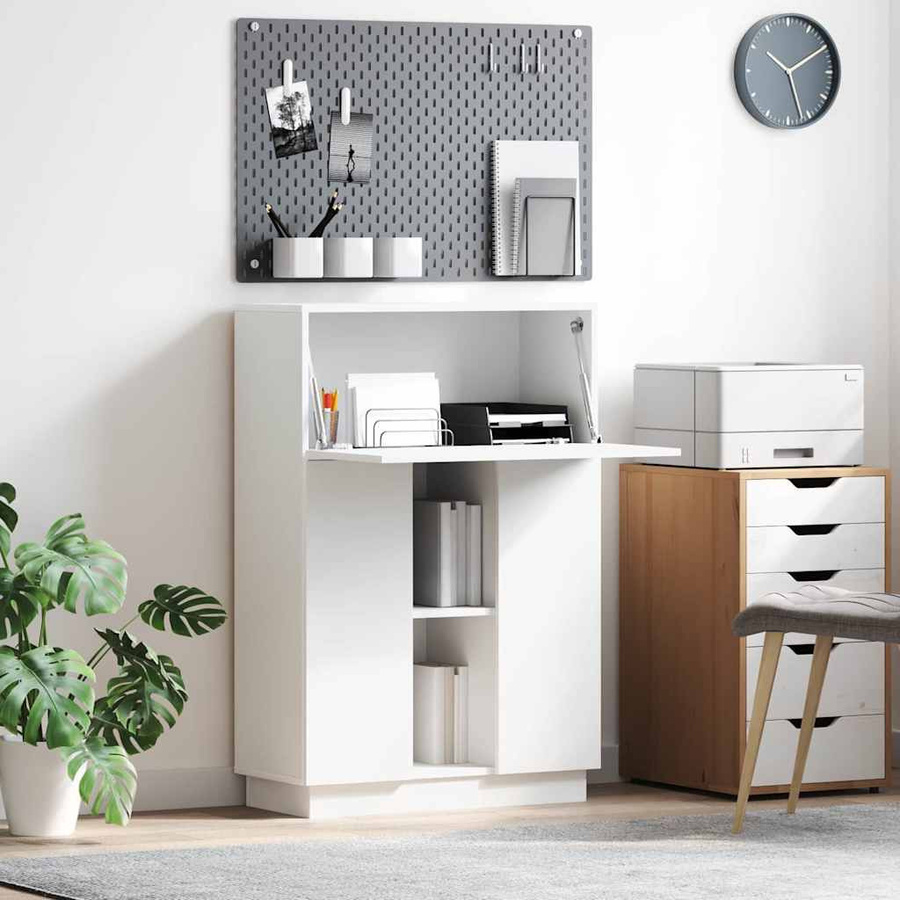 Weißer Schreibtisch mit Tür von VD Home Furnishing aus Spanplatte, B/T/H: 71,5 x 31,5 x 106,5 cm - Bild 2