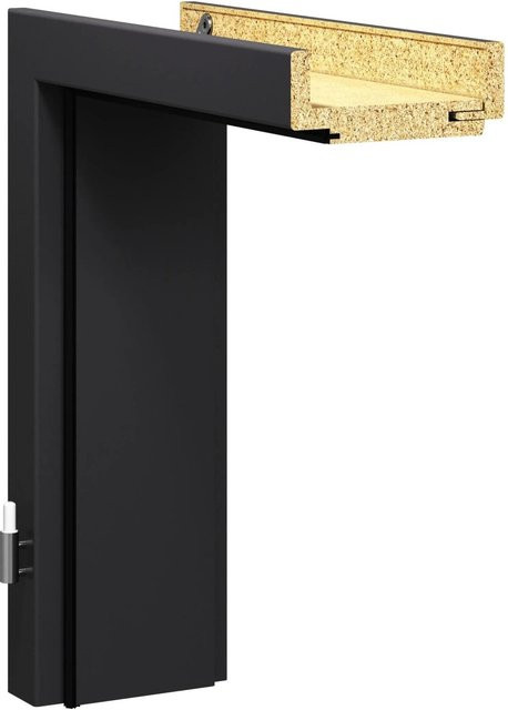 Getadoor Türzarge Brilant Soft Schwarz H 198,5 cm x B 73,5 cm x T 8 cm DIN R - Bild 1