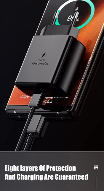 Samsung USB-C Typ-C Verlängerungskabel für 45 W Superschnellladen in Schwarz - Bild 1