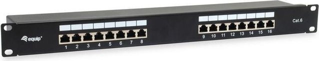 Equip Cat.6 Geschirmtes Patch Panel in Schwarz für Gigabit Ethernet 1000 Mbit/s mit RJ-45 Anschlüssen - Bild 1