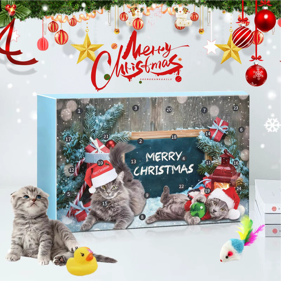 Weihnachtskalender 2025 mit Kätzchenspielzeug für 24 Tage in Blau und Multicolour - Bild 5