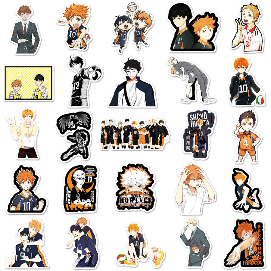 52-teiliges Haikyuu!! Anime Sticker Set von Bandai, wasserfeste Graffiti Cartoon Aufkleber in Multicolour für DIY Deko - Bild 4