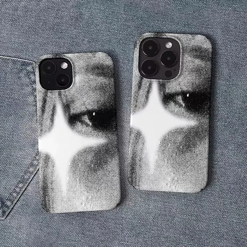 Clmj Handyhülle Cold Wind Schwarz-Weiß-Augen Design für iPhone 11 bis 17 Pro Max, Glänzende Hartschale aus PC - Bild 2