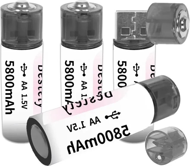 Rscrola AA-Akkus mit USB-C Aufladung, 1,5 V, 5800 mAh, Weiß - Bild 1