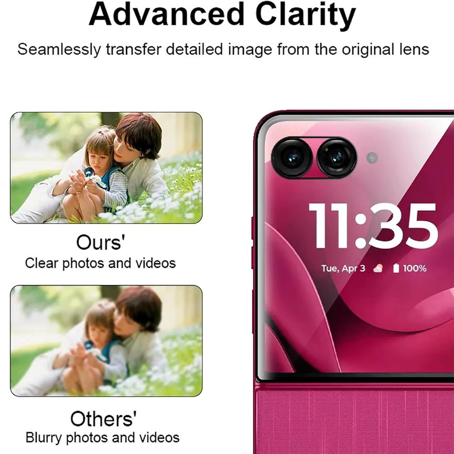 Motorola Moto Razr 50 und Razr 60 Ultra Plus Displayschutzfolie aus 3D gebogenem 9H gehärtetem Glas, transparent, kratzfest - Bild 3
