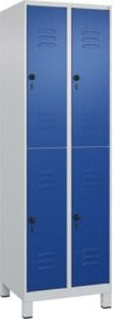 C+P Doppelstock-Spind Classic PLUS mit 2 Abteilen, Füße, Stahl, Grau/Blau, H x B x T: 195 x 60 x 50 cm - Bild 1