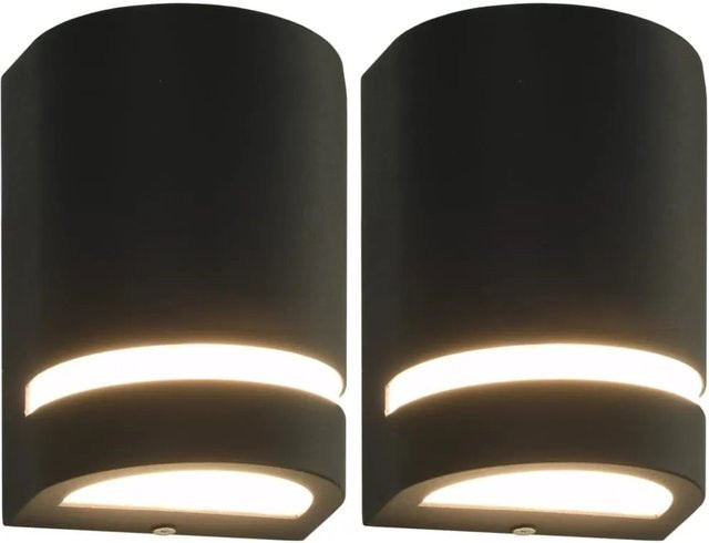 vidaXL Außenwandleuchten 2er Set Schwarz Halbrund aus Aluminiumdruckguss mit GU10 Fassung und IP44 Schutz - Bild 1