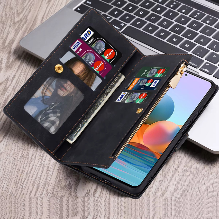 Xiaomi Flip-Lederhülle in Schwarz mit Reißverschluss, Kartenfach und Brieftaschenfunktion für Redmi Note und Xiaomi Modelle - Bild 5