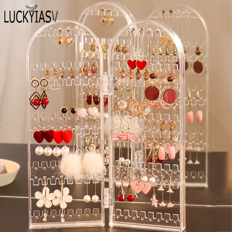 Luckyiasv Schmuckdisplay aus Kunststoff für Ohrringe und Ohrstecker in Transparent, klappbarer Aufbewahrungsständer mit 120/180/240/360 Löchern - Bild 2