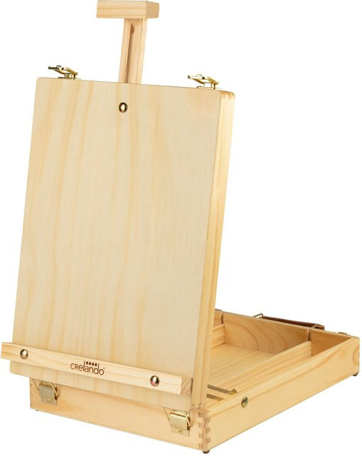 Crelando Koffer-Tischstaffelei in Beige, höhenverstellbar aus Holz und Metall - Bild 1