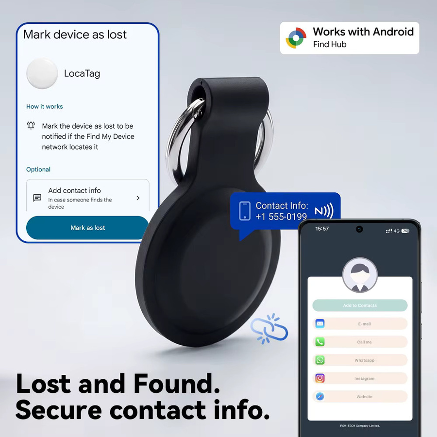 HIMOJO 6er-Pack GPS Tracker für Google Find My Device App, Schlüssel- und Gepäck-Ortungsgerät in Schwarz für Android-Geräte mit GMS - Bild 5