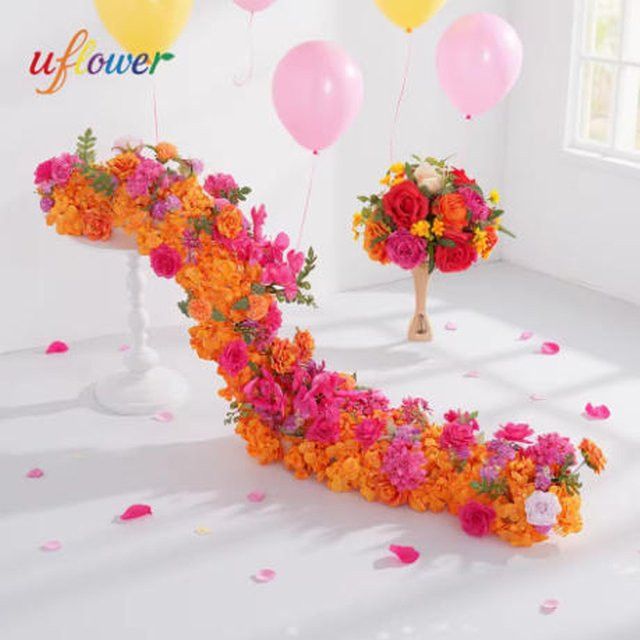 Uflower Künstliche Pfingstrosen Blumenreihe in Multicolor für Tischdekoration und Hochzeiten - Bild 1