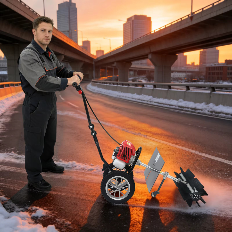 CNCEST Handschubkehrmaschine mit 2,3 PS 4-Takt Benzinmotor für Außenbereiche, Schneekehrmaschine und Rasenkehrmaschine mit rotem Griff - Bild 2