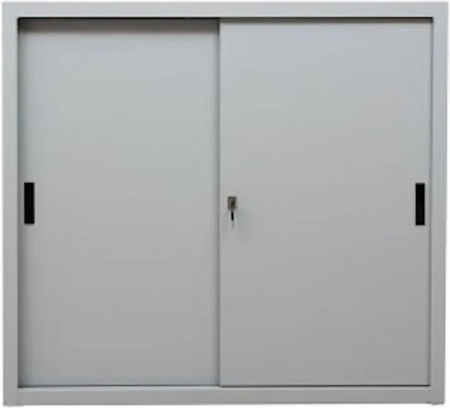PROREGAL Schiebetürenschrank Ant 3 aus Metall in Grau, H x B x T: 109 x 120 x 45 cm - Bild 1