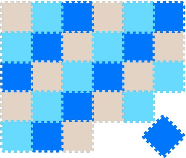 LittleTom Puzzlematte 27-teiliges Set Dunkelblau Beige Hellblau - Bild 1