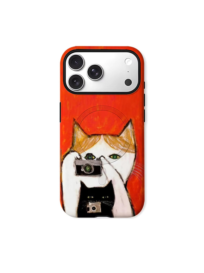CaseLumi Matte Bumper MagSafe Schutzhülle für iPhone 17 16 15 14 13 Pro Max mit Katzen-Fotografie-Kunst-Design aus hartem PC - Bild 5