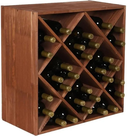 PROREGAL Modulares Weinregal Vincellar aus massivem Kiefernholz, Braun geölt, Rauten-Modul für 30 Flaschen, H x B x T: 60 x 60 x 30 cm