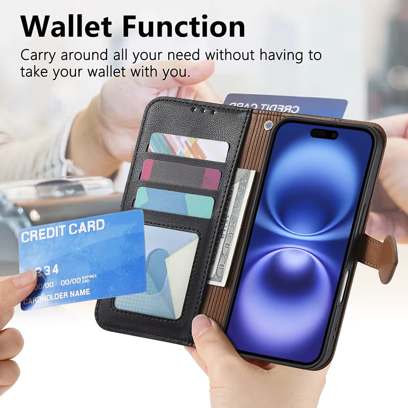 VYOPBC Leder-Crossbody-Handyhülle mit Reißverschluss und Handschlaufe für Samsung Galaxy S26 S25 S24 S23 S22 Ultra Plus, Farbe: Schwarz - Bild 3