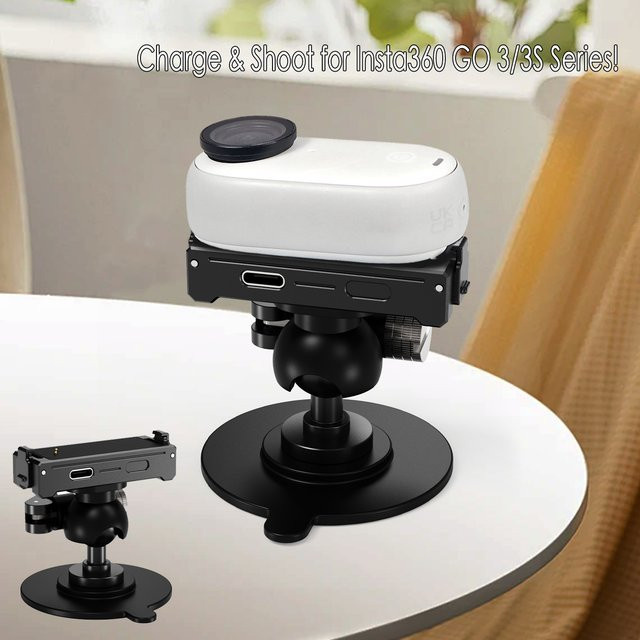 FEICHAO Selbstklebende Auto-Saugnapfbasis mit magnetischem Kugelkopf in Schwarz, aufladbare Kamerahalterung für Insta360 Go 3 3S und AcePro2 X6 X5 X4 GO Ultra - Bild 1