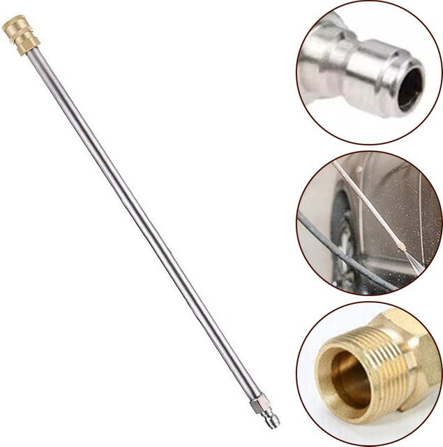 DAZZLEEX Verlängerungsstange für Hochdruckreiniger aus Edelstahl mit 1/4 Zoll Schnellanschluss, Farbe: Silber, Länge: 40 cm - Bild 1