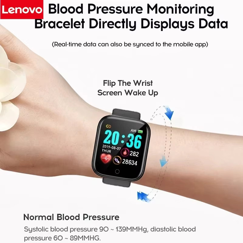 Lenovo Y68 Smartwatch in Schwarz oder Silber mit Farbbildschirm, Schrittzähler, Multi-Sport-Modus und Nachrichtenerinnerung - Bild 2