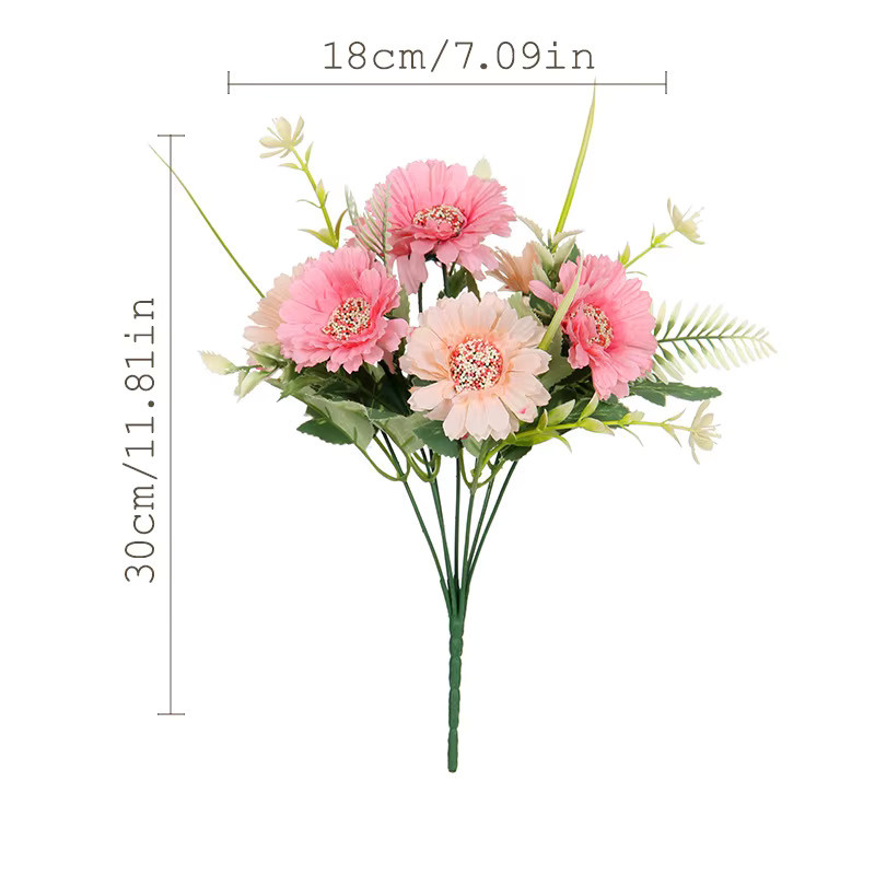 NANDI Künstliche Blumen Mischung aus Gänseblümchen und Sonnenblumen in Pink für Dekoration und Hochzeiten B/T/H: 30,0 x 18,0 cm - Bild 1