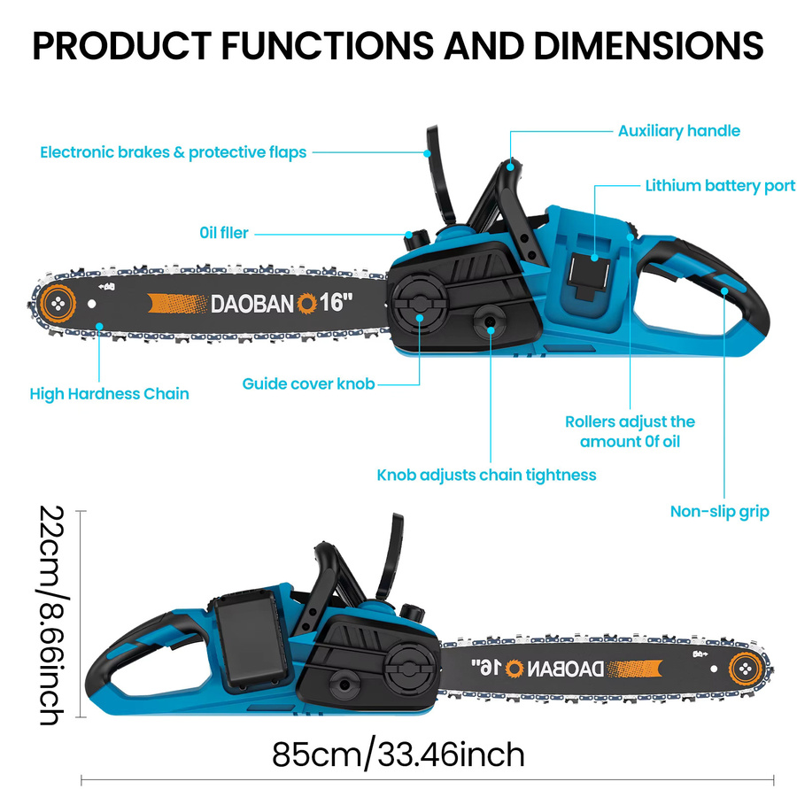 Makita 16-Zoll bürstenlose elektrische Kettensäge mit 3500 W, blau, kompatibel mit Makita LXT Akkus - Bild 6